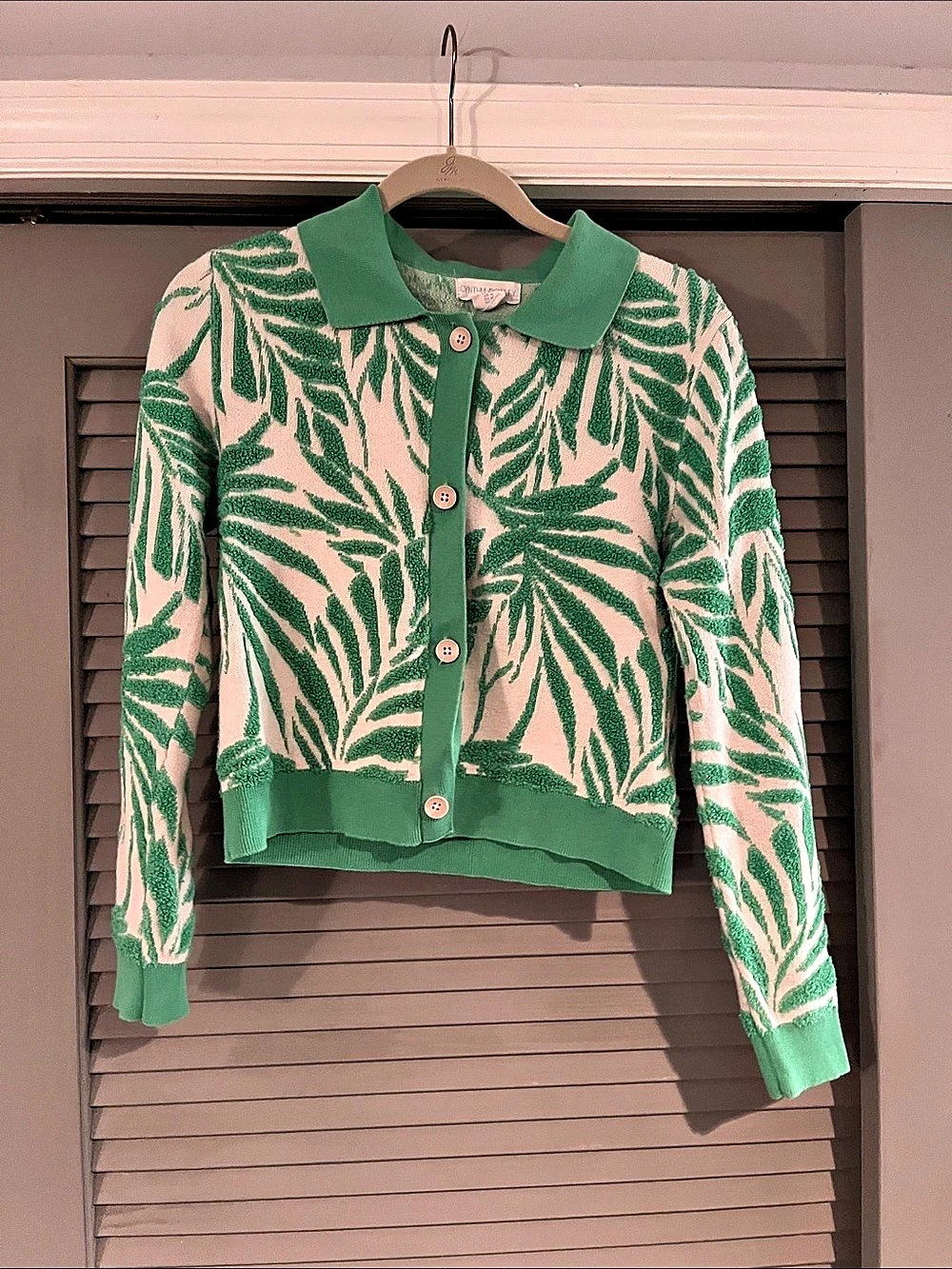 Cynthia Rowley Leaf Pattern Cardigan